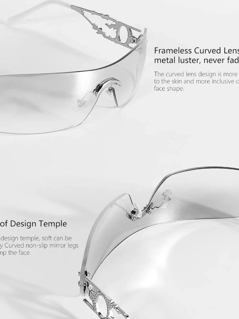 Fashion-Forward Y2K Sunglasses - Gradient Rimless Design for Festivals & Travel